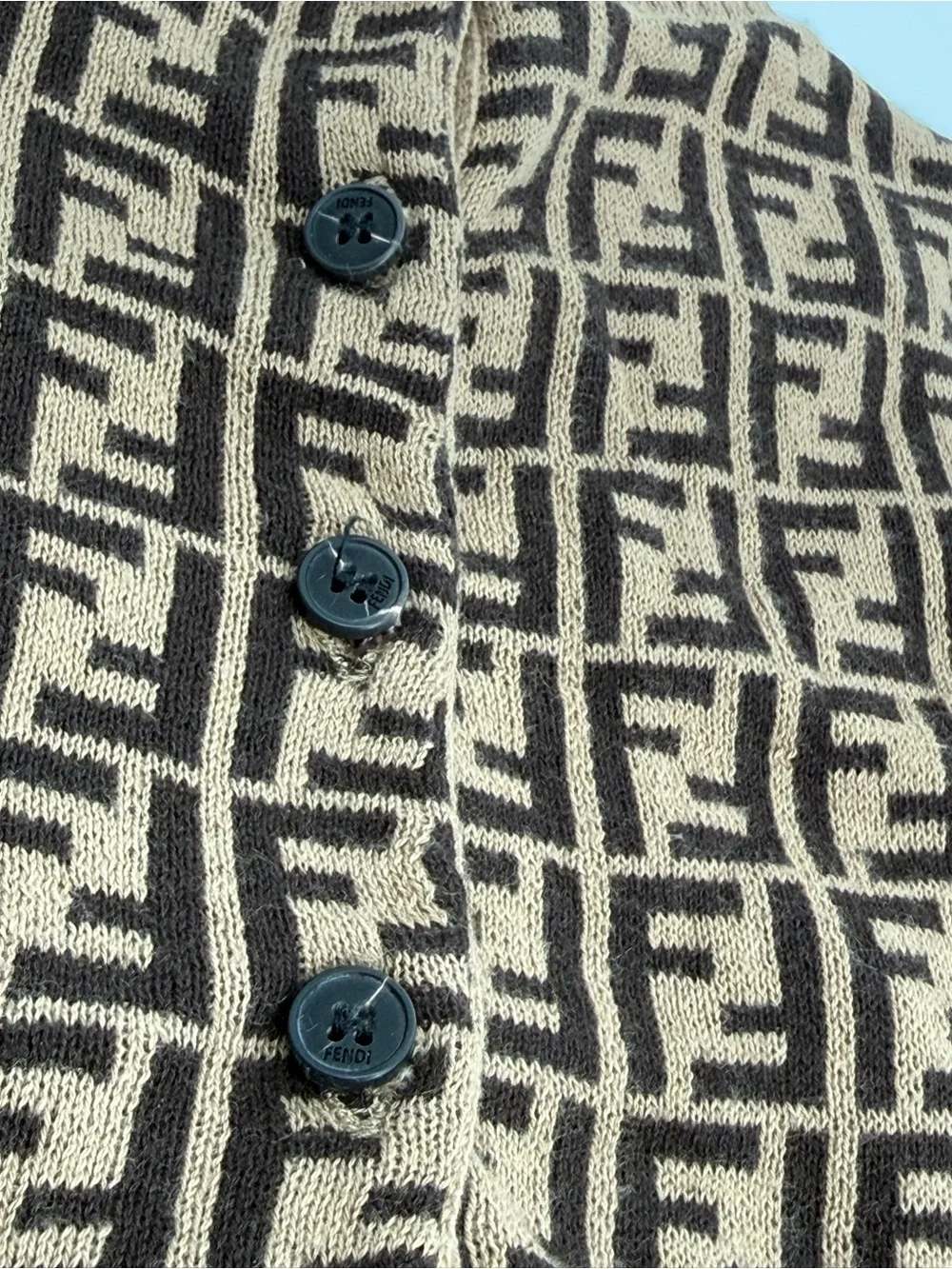 Fendi Brown and Black FF Logo Tobacco cotton and cashmere onesie